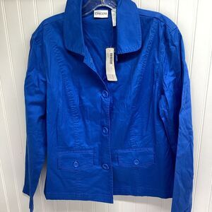 NWT Chico’s Camden Cotton Haleigh Jacket Copen Blue Size 1 Casual Business *B